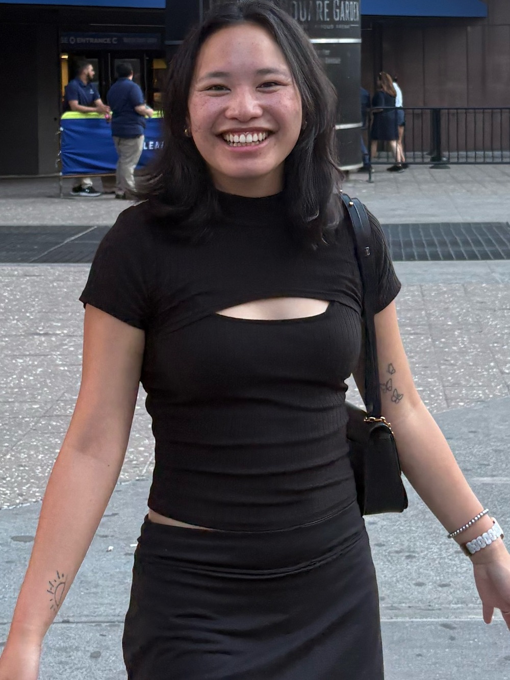 Moa Moa Black Cutout Ribbed Short Sleeve Top